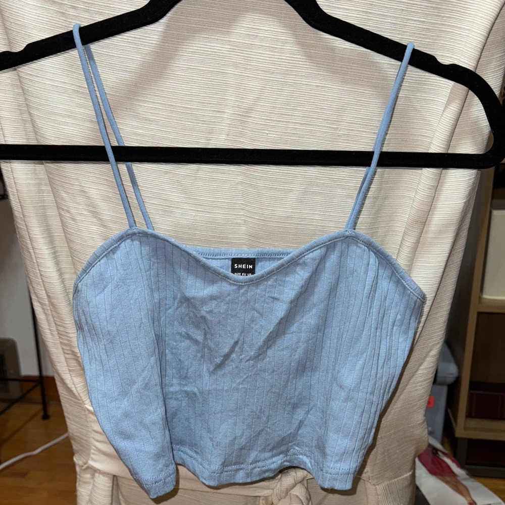 SHEIN Sky Blue Ribbed Camisole